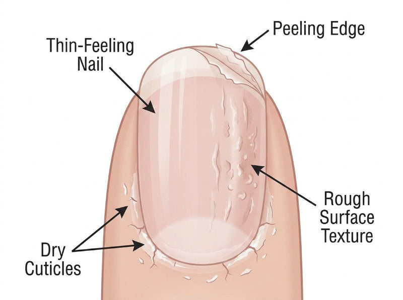 Nail structure and anatomy diagram showing post-acrylic problems