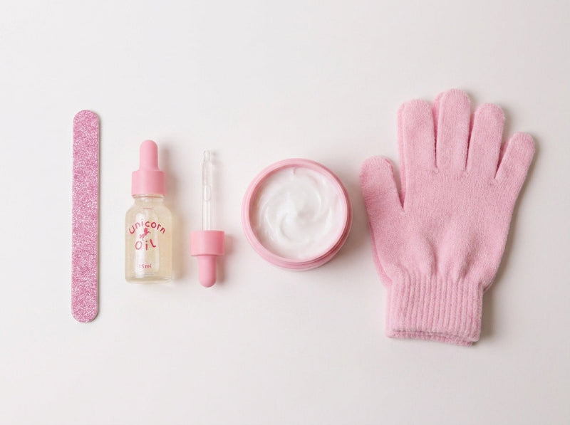 Four-step nail care routine flat lay